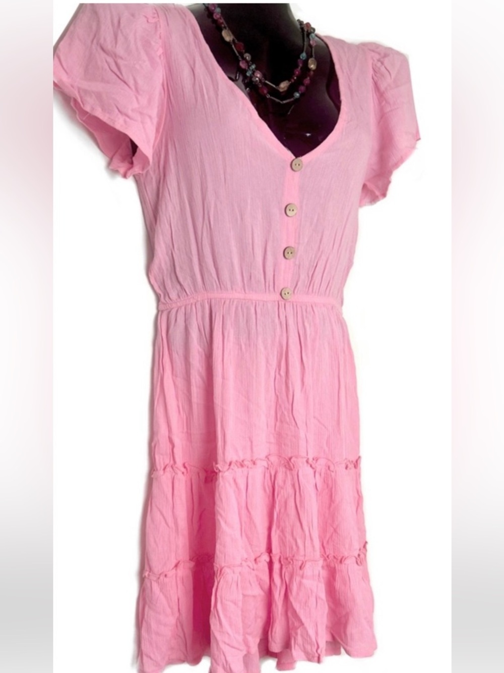 Pretty Rue21 Light Pink Button Mini Dress